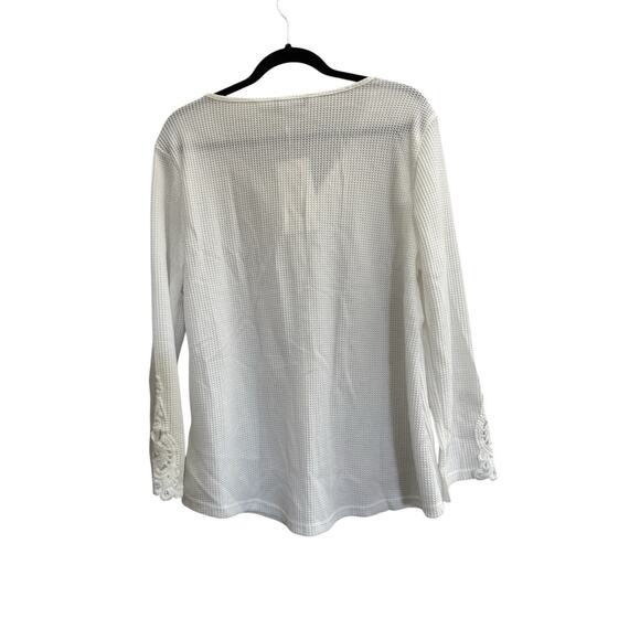 NWT BloomChic Shirt Size 14 16 White Thermal Waffle Top Crochet Trim #4165 - Picture 6 of 14